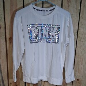 Victorias Secret PINK White Crewneck Sweatshirt Size XS
